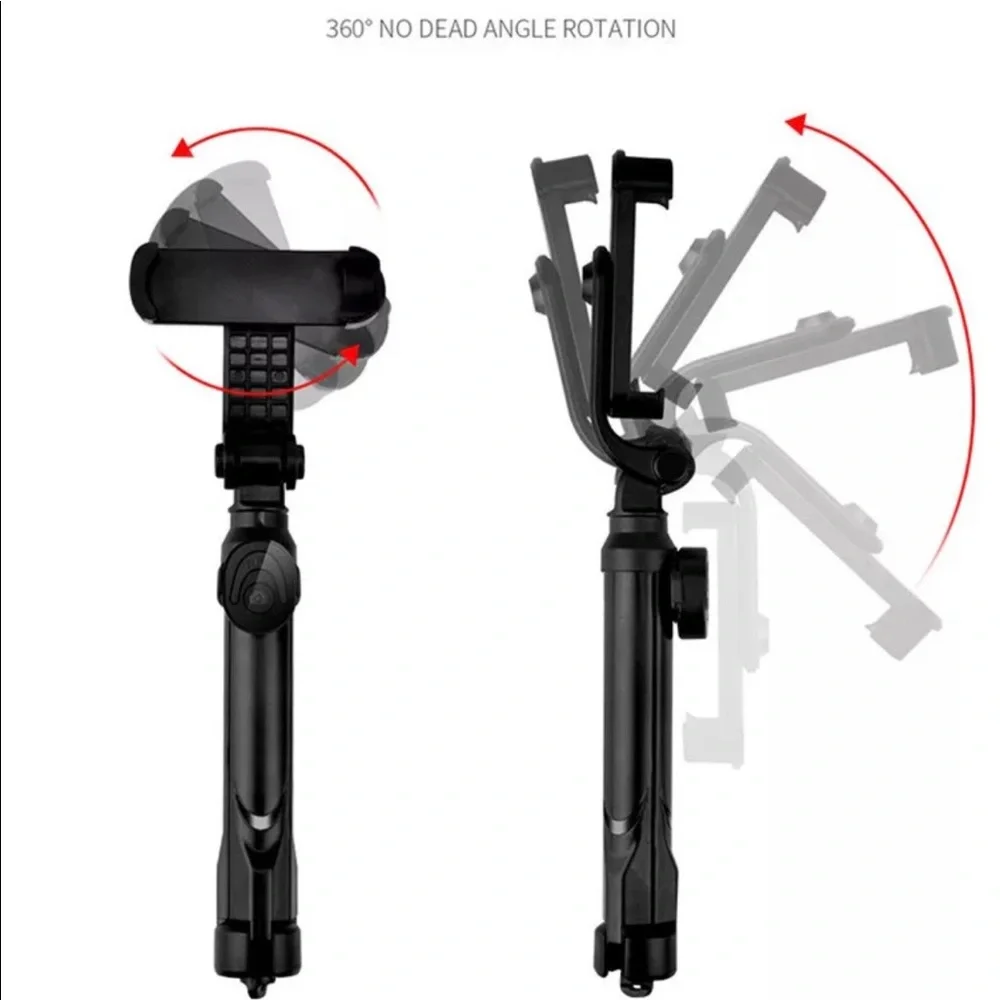 Mini travel selfie stick and tripod pink/black/white